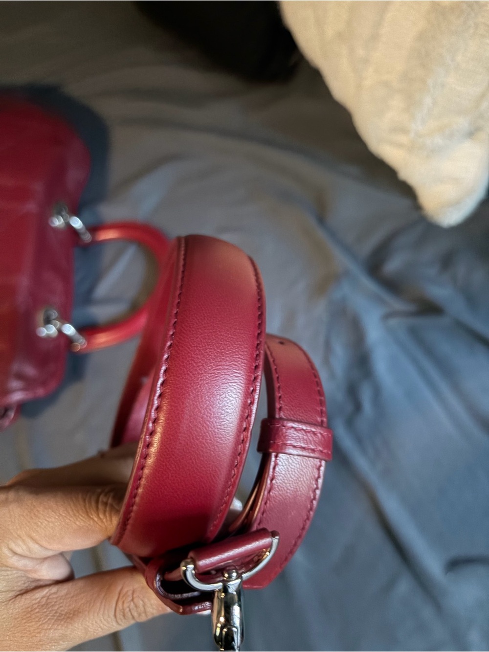Dior Burgundy Leather Satchel with Silver Hardware - Picture 6 of 9
